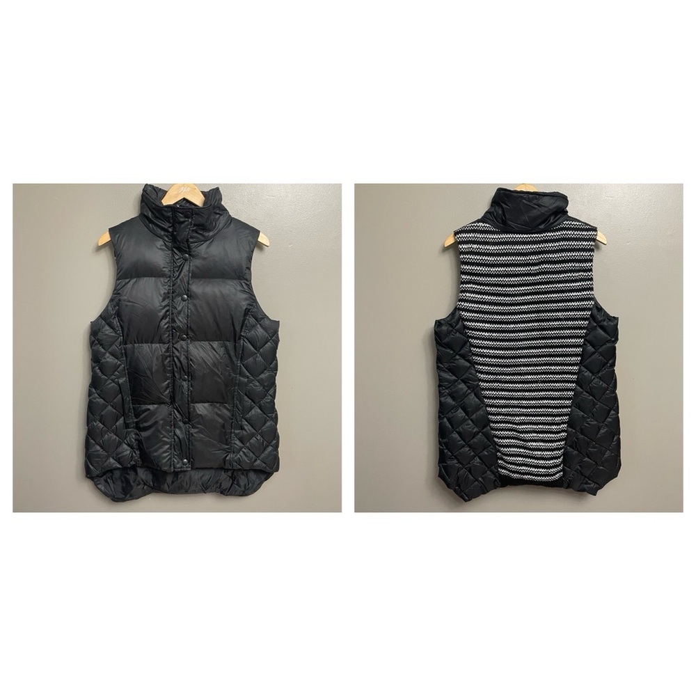 Bass size Medium Down puffer vest black design on back winter